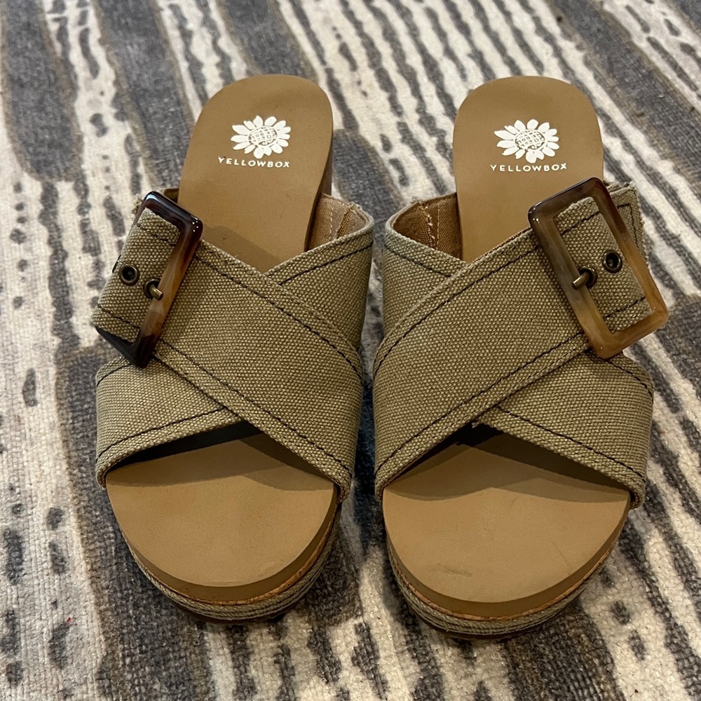 Yellow Box Olive Sandals with Buckle